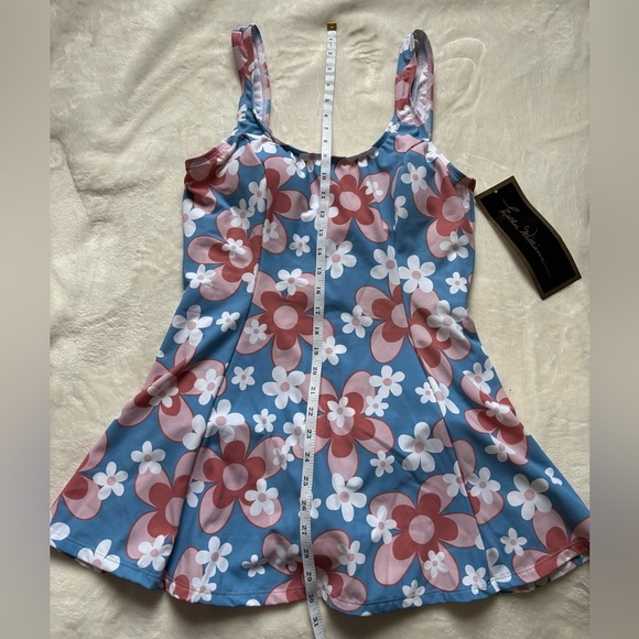 NWT Esther Williams Blue Retro Floral Swim Dress - Picture 5 of 10